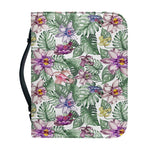 Tropical Cattleya Pattern Print Leather Bible Cover