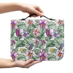 Tropical Cattleya Pattern Print Leather Bible Cover