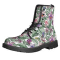 Tropical Cattleya Pattern Print Lace-Up Boots