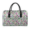 Tropical Cattleya Pattern Print Leather Duffel Bag