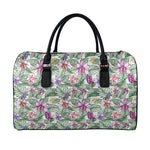 Tropical Cattleya Pattern Print Leather Duffle Bag