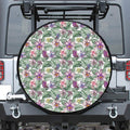 Tropical Cattleya Pattern Print Leather Spare Tire Cover