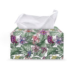 Tropical Cattleya Pattern Print Leather Tissue Box Cover