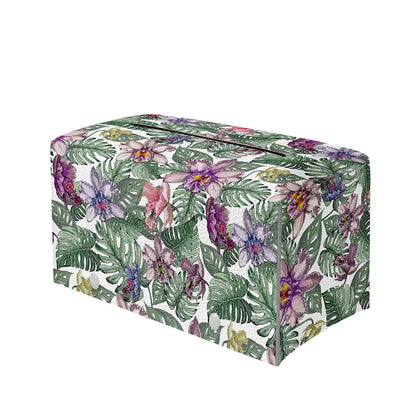 Tropical Cattleya Pattern Print Leather Tissue Box Cover