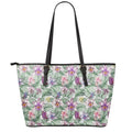 Tropical Cattleya Pattern Print Leather Tote Bag With Zipper