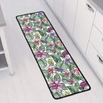 Tropical Cattleya Pattern Print Long Kitchen Mat