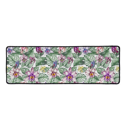 Tropical Cattleya Pattern Print Long Kitchen Mat