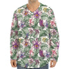 Tropical Cattleya Pattern Print Long Sleeve Baseball Jersey