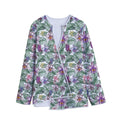 Tropical Cattleya Pattern Print Long Sleeve Short Coat