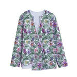 Tropical Cattleya Pattern Print Long Sleeve Short Coat