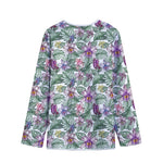 Tropical Cattleya Pattern Print Long Sleeve Short Coat