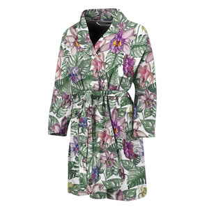 Tropical Cattleya Pattern Print Men's Bathrobe