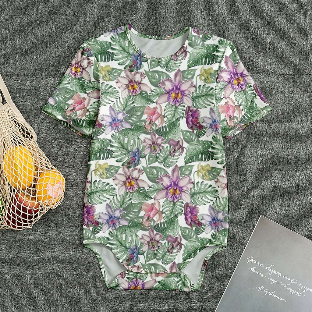 Tropical Cattleya Pattern Print Men's Bodysuit