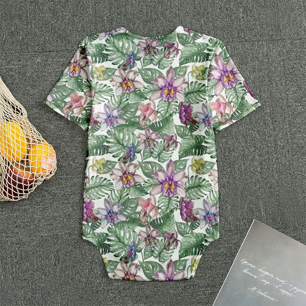 Tropical Cattleya Pattern Print Men's Bodysuit