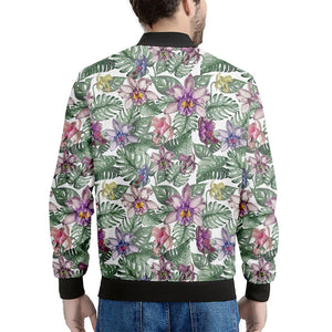 Tropical Cattleya Pattern Print Men's Bomber Jacket