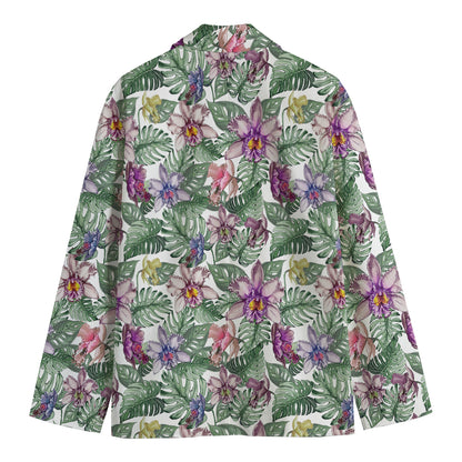 Tropical Cattleya Pattern Print Men's Cotton Blazer