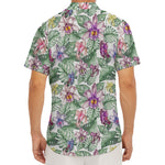 Tropical Cattleya Pattern Print Men's Deep V-Neck Shirt