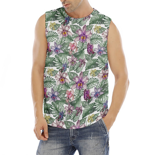 Tropical Cattleya Pattern Print Men's Fitness Tank Top