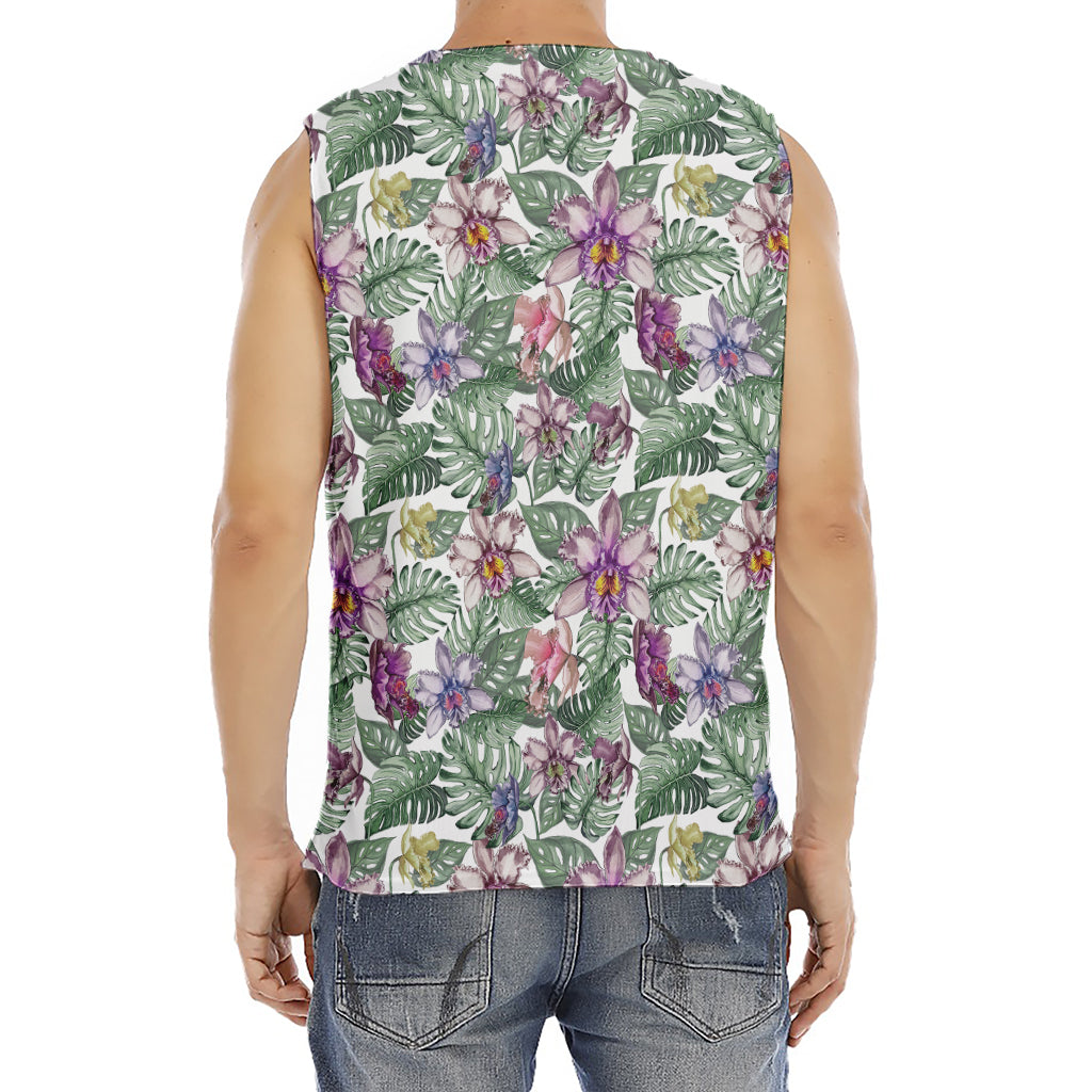 Tropical Cattleya Pattern Print Men's Fitness Tank Top