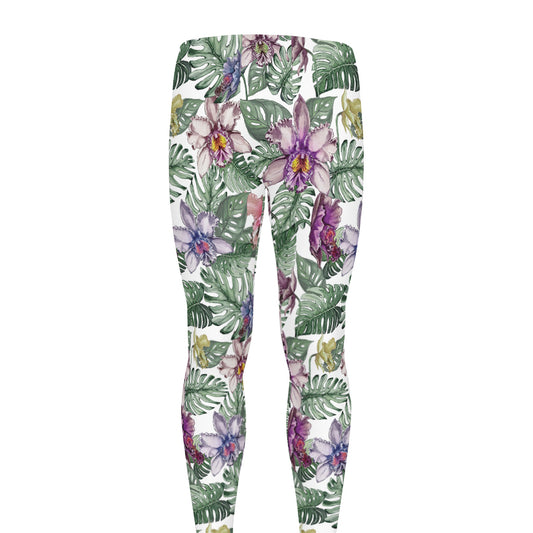 Tropical Cattleya Pattern Print Men's leggings