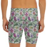 Tropical Cattleya Pattern Print Men's Long Boxer Briefs