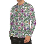 Tropical Cattleya Pattern Print Men's Long Sleeve Rash Guard