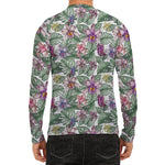 Tropical Cattleya Pattern Print Men's Long Sleeve Rash Guard