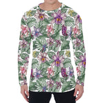 Tropical Cattleya Pattern Print Men's Long Sleeve T-Shirt