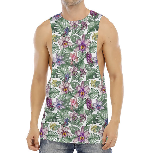 Tropical Cattleya Pattern Print Men's Muscle Tank Top