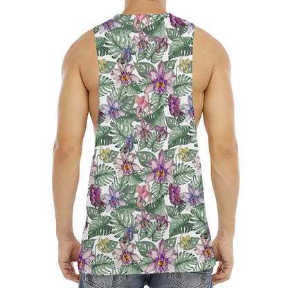 Tropical Cattleya Pattern Print Men's Muscle Tank Top