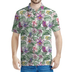 Tropical Cattleya Pattern Print Men's Polo Shirt