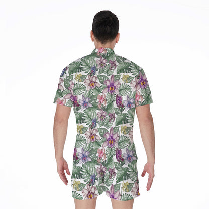 Tropical Cattleya Pattern Print Men's Rompers