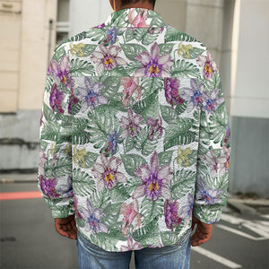 Tropical Cattleya Pattern Print Men's Shirt Jacket