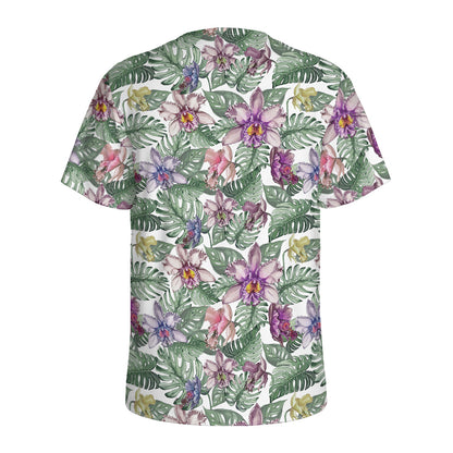 Tropical Cattleya Pattern Print Men's Sports T-Shirt