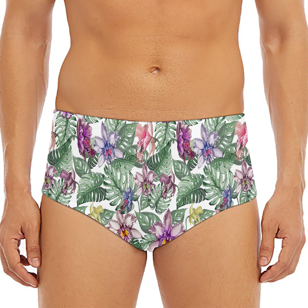 Tropical Cattleya Pattern Print Men's Triangle Swim Briefs