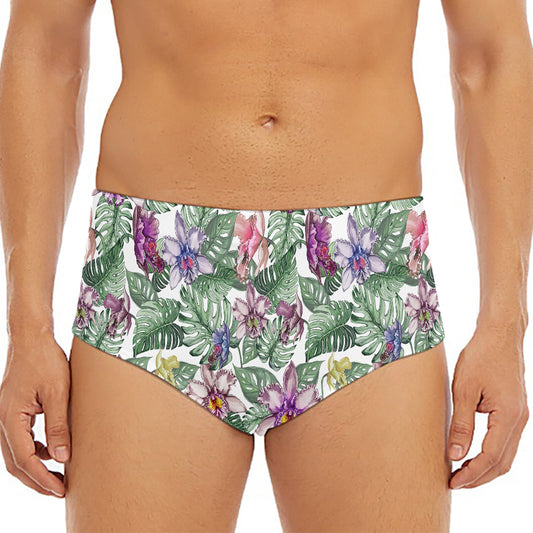 Tropical Cattleya Pattern Print Men's Triangle Swim Briefs