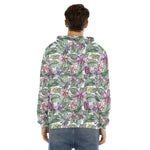 Tropical Cattleya Pattern Print Men's Velvet Pullover Hoodie