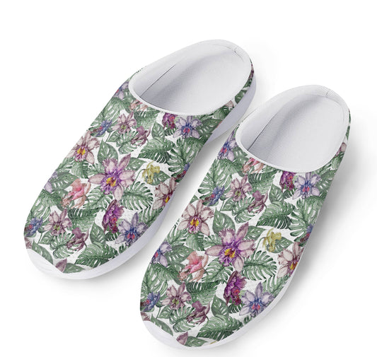 Tropical Cattleya Pattern Print Mesh Casual Shoes