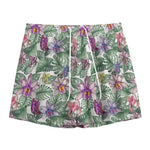 Tropical Cattleya Pattern Print Mesh Shorts