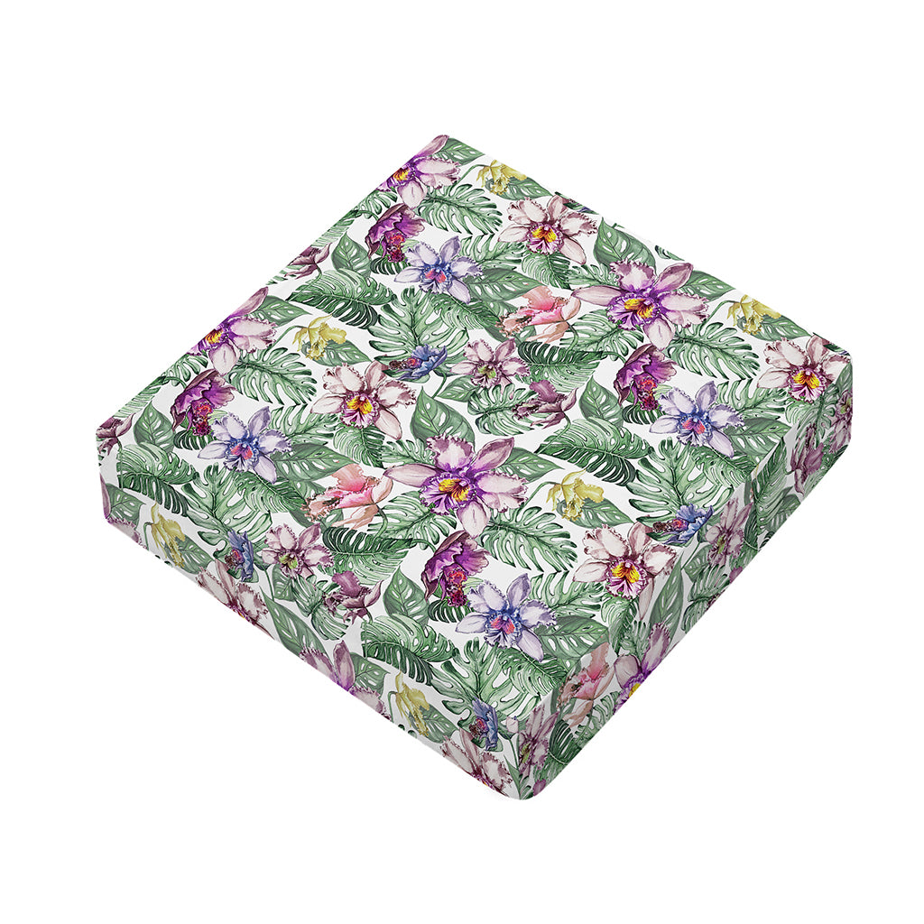 Tropical Cattleya Pattern Print Outdoor Seat Cushion Cover