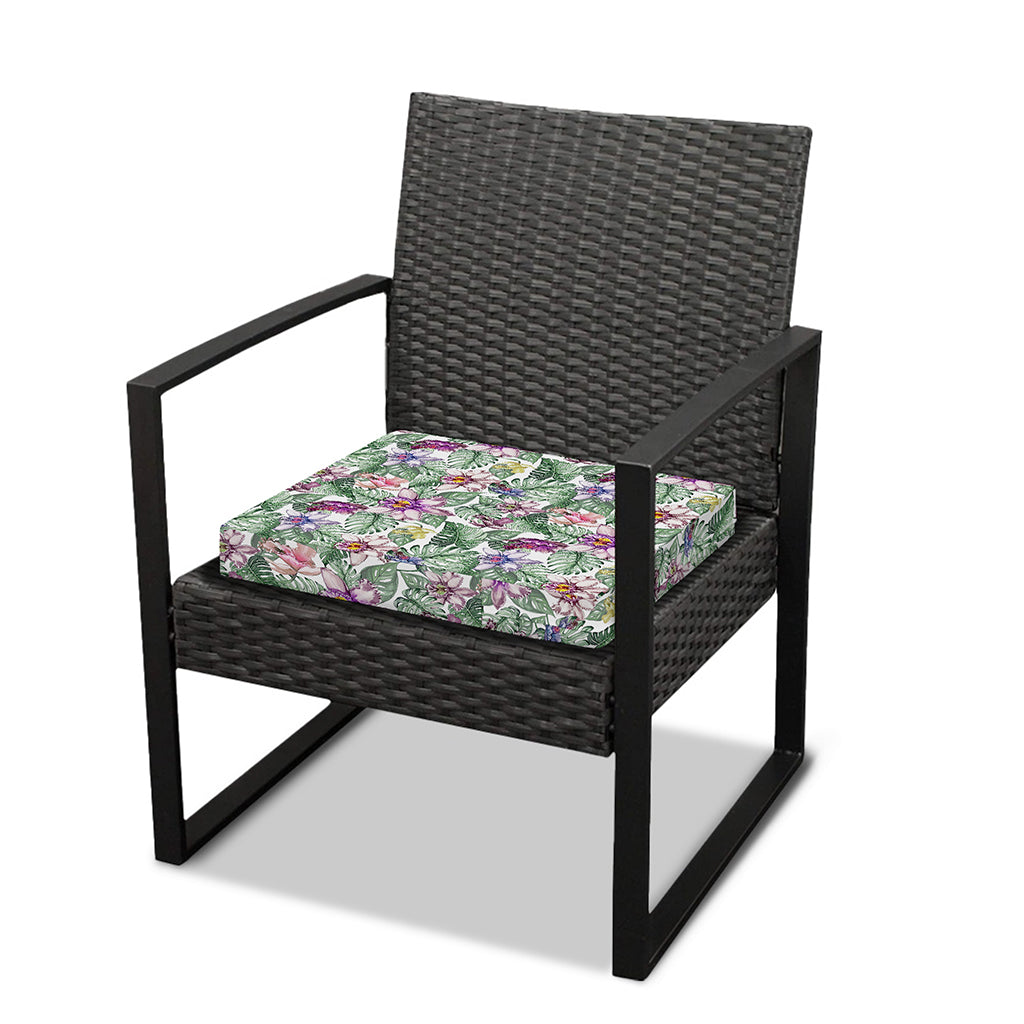 Tropical Cattleya Pattern Print Outdoor Seat Cushion Cover