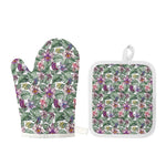 Tropical Cattleya Pattern Print Oven Mitt And Pot Holder Set
