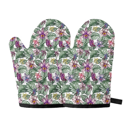 Tropical Cattleya Pattern Print Oven Mitts
