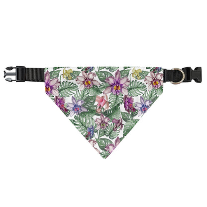Tropical Cattleya Pattern Print Over The Collar Dog Bandana