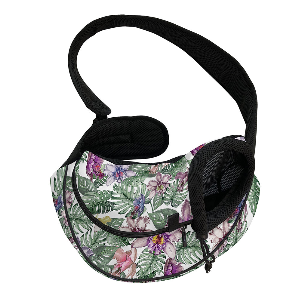 Tropical Cattleya Pattern Print Pet Sling Carrier