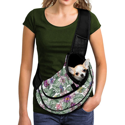 Tropical Cattleya Pattern Print Pet Sling Carrier