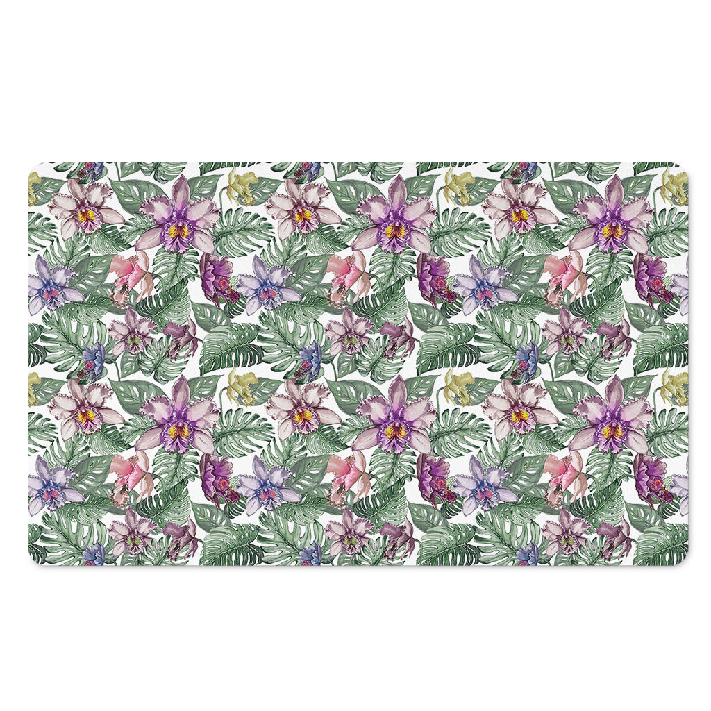 Tropical Cattleya Pattern Print Polyester Doormat
