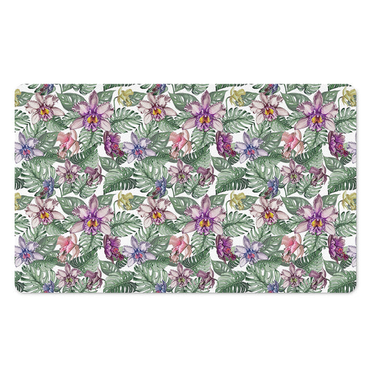 Tropical Cattleya Pattern Print Polyester Doormat