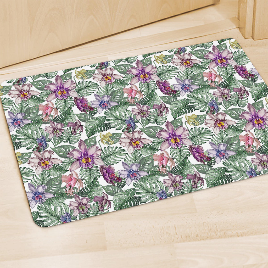 Tropical Cattleya Pattern Print Polyester Doormat