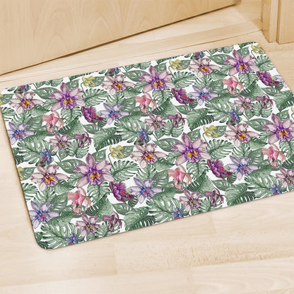 Tropical Cattleya Pattern Print Polyester Doormat